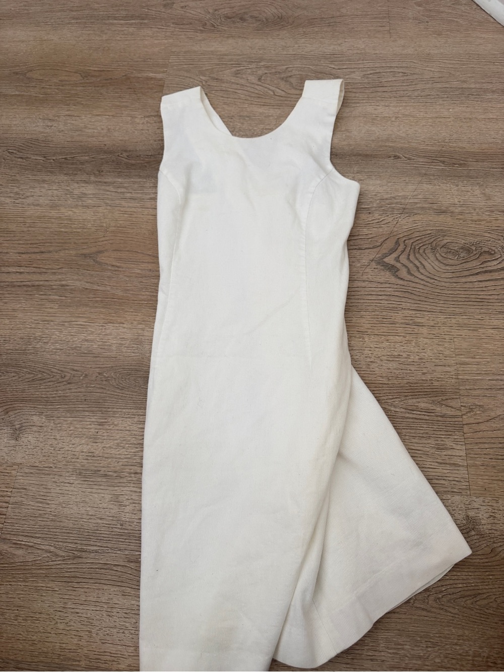 Ann Taylor White Sleeveless Midi Dress